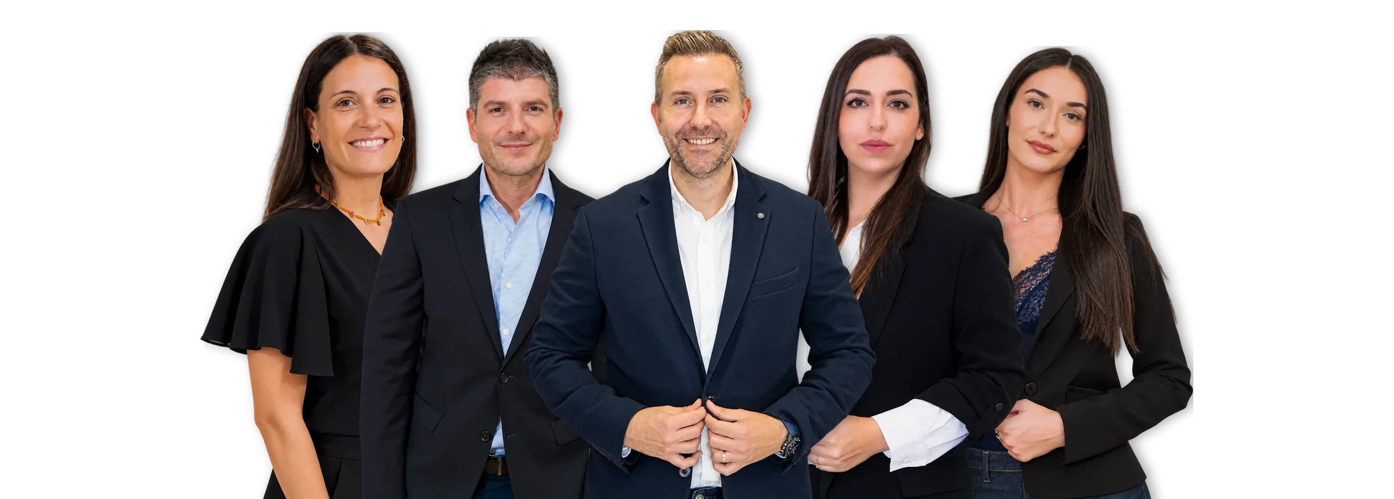 Josep Arribas, Joan Font y Marta Vallés, de dirección, con el equipo de tráfico de Asesoría Arribas en Badalona