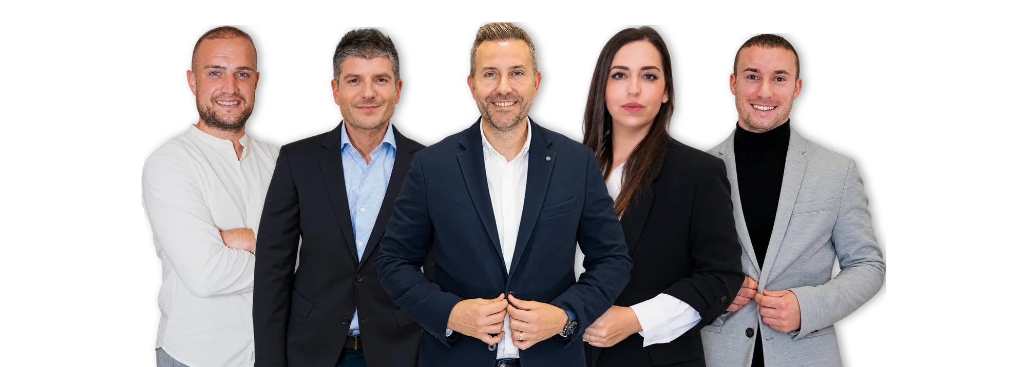 Josep Arribas, Joan Font y Marta Vallés, de dirección, con el equipo fiscal y mercantil de Asesoría Arribas en Badalona