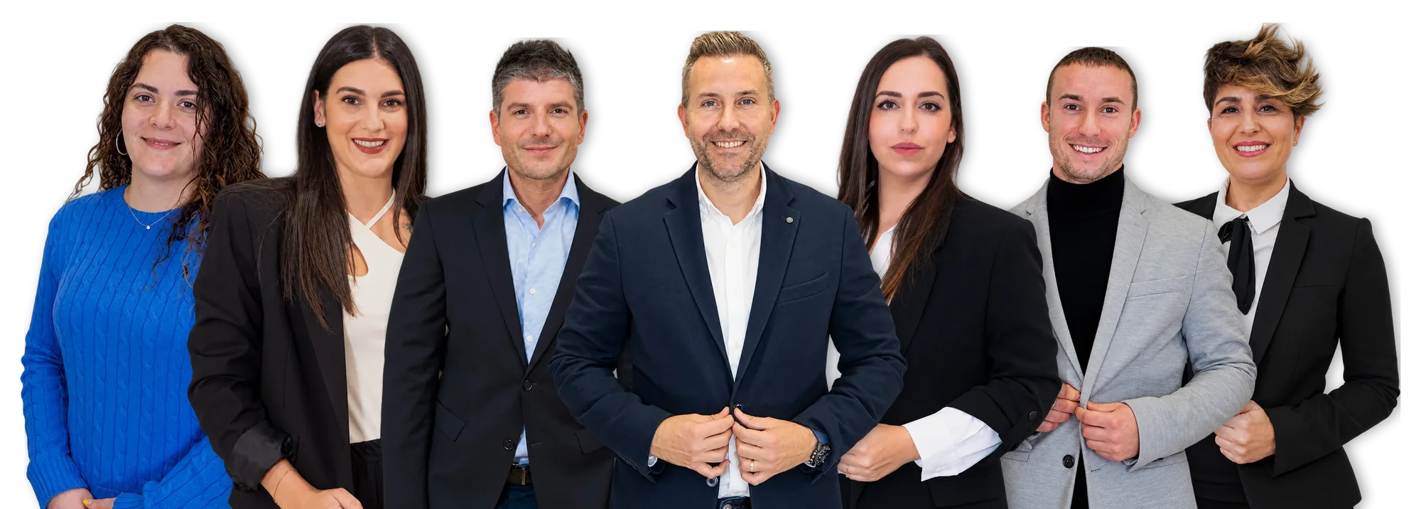 Josep Arribas, Joan Font y Marta Vallés, de dirección, con el equipo de contabilidad de empresas de Asesoría Arribas en Badalona