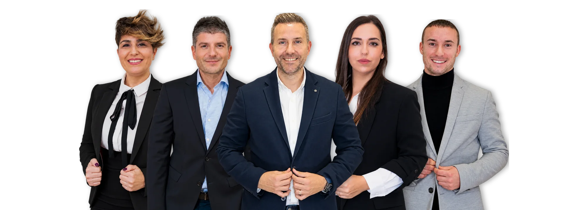 Josep Arribas, Joan Font y Marta Vallés, de dirección, con el equipo fiscal y mercantil de Asesoría Arribas en Badalona